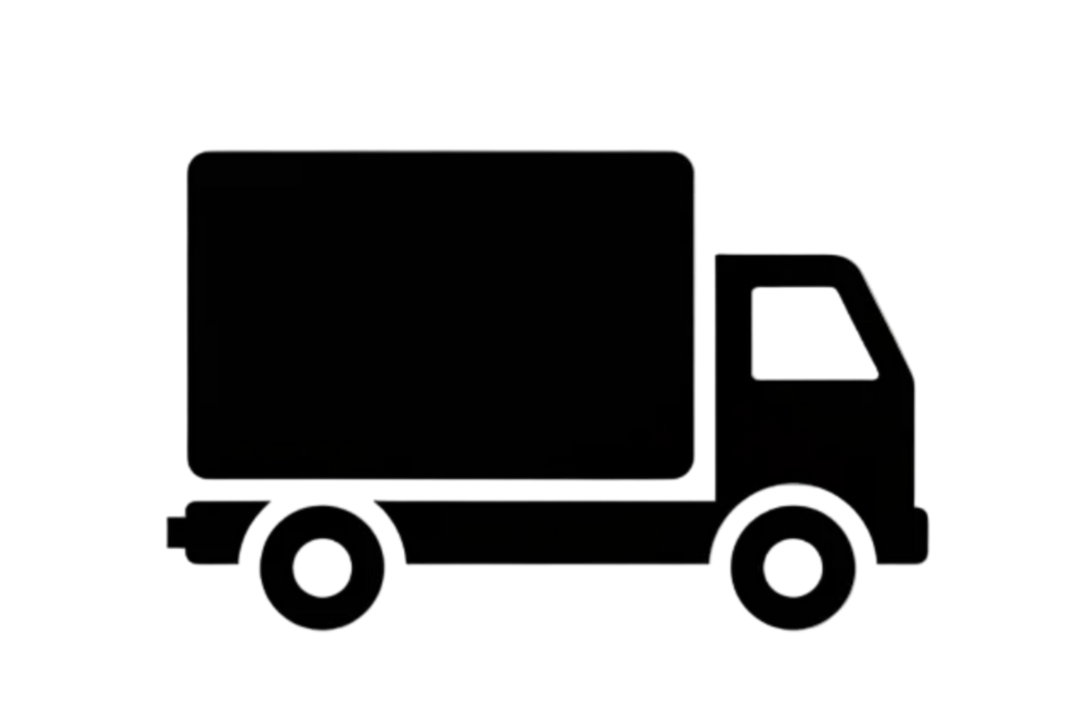 shipping truck logo in black with no background